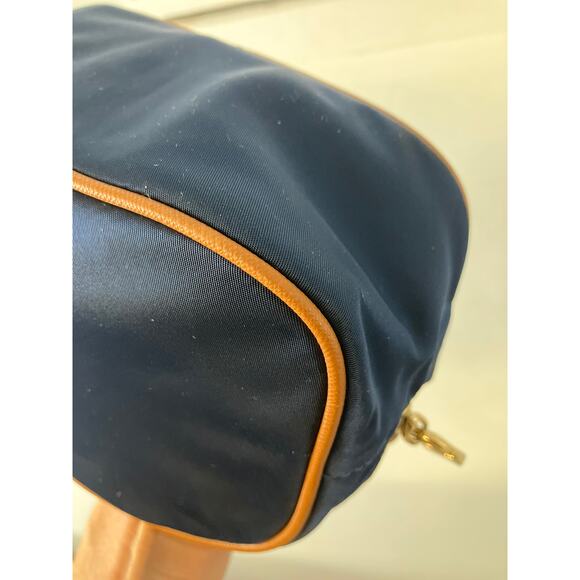 MICHAEL KORS, SMALL NAVY BLUE NYLON BROWN TRIM POUCH - Picture 16 of 16